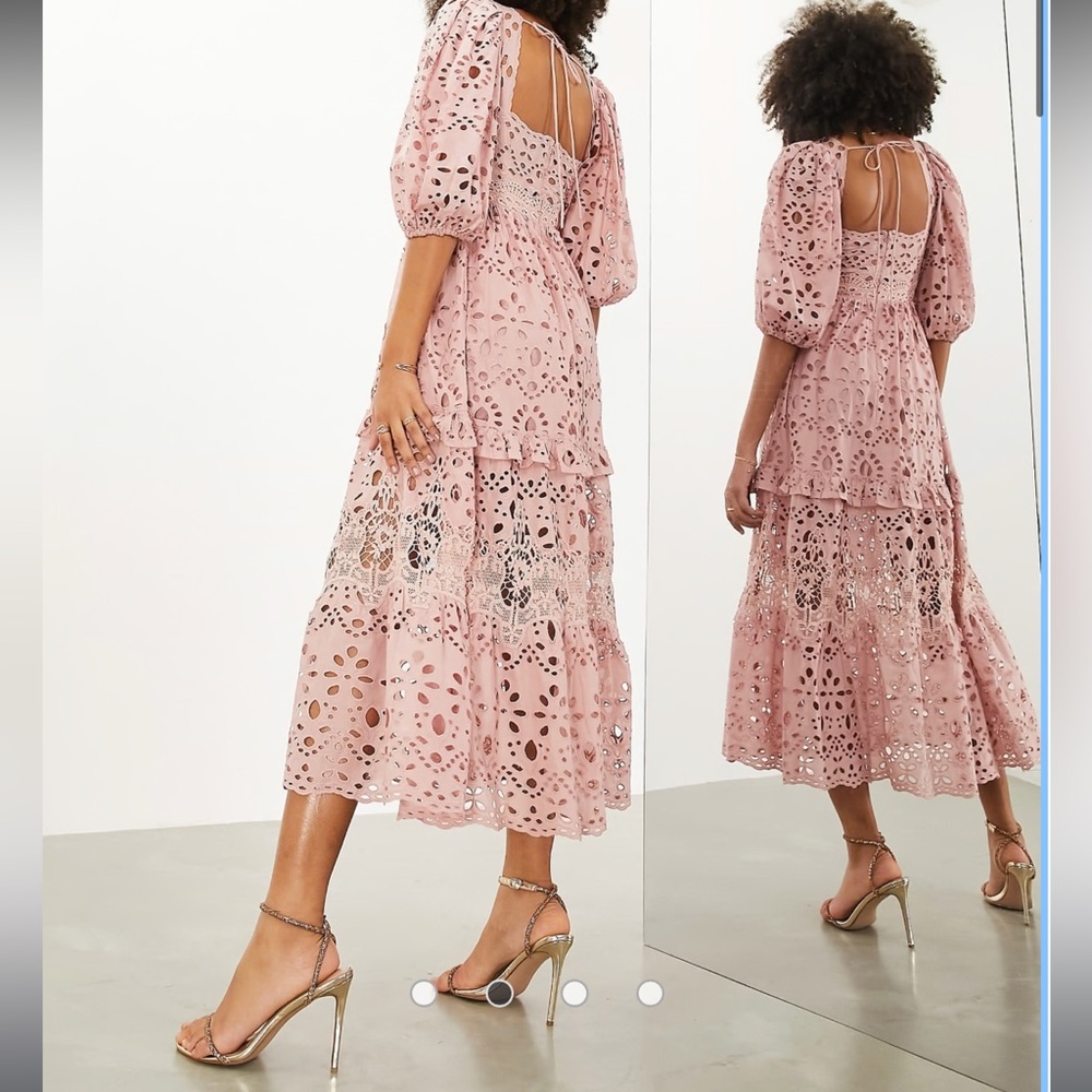 Gorgeous!! 🤩 ASOS Pink Eyelet Lace long Dress
